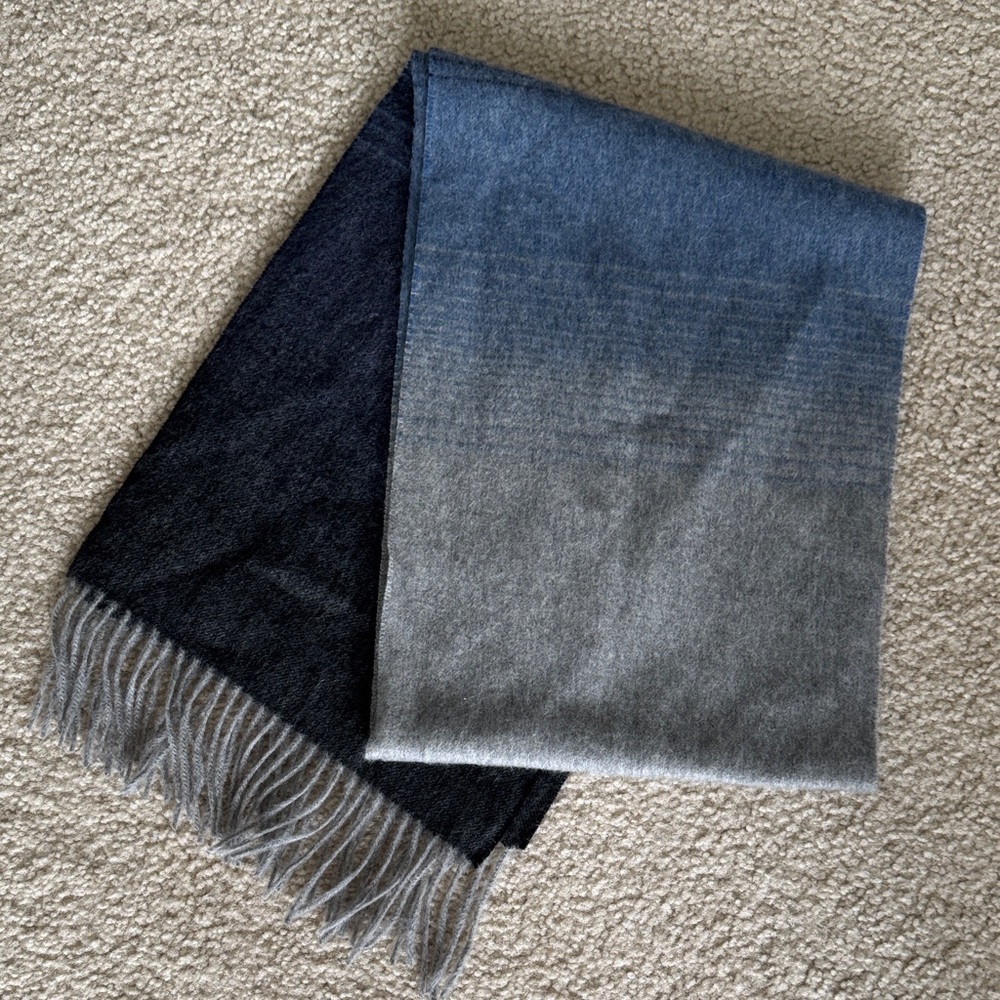 Saks Fifth Avenue Men's Cashmere Scarf in Charcoal and Steel Blue